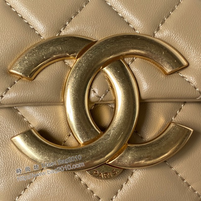 Chanel專櫃新款23p大logo鏈條包 小號AS3854 香奈兒復古油蠟皮腋下包單肩斜挎女包 djc5419
